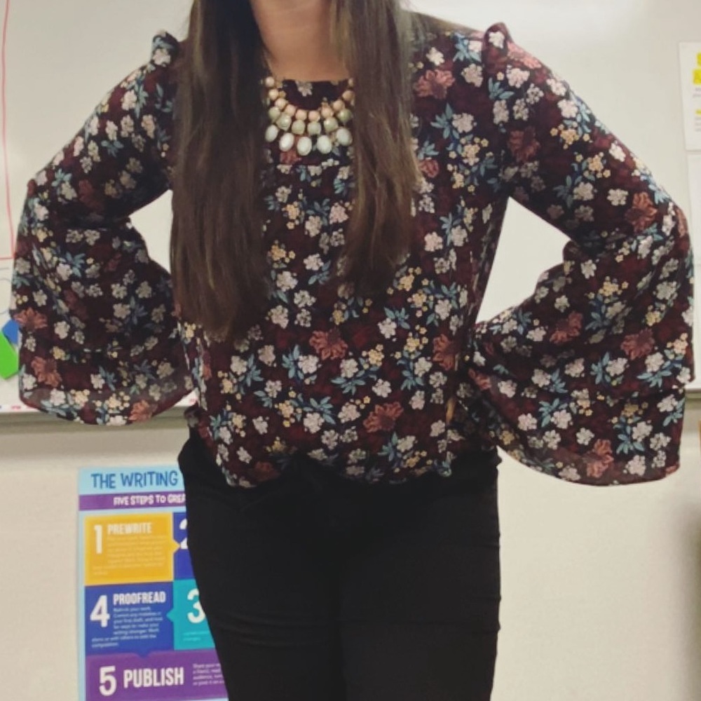 Loft Outlet Bell Sleeve Floral Top